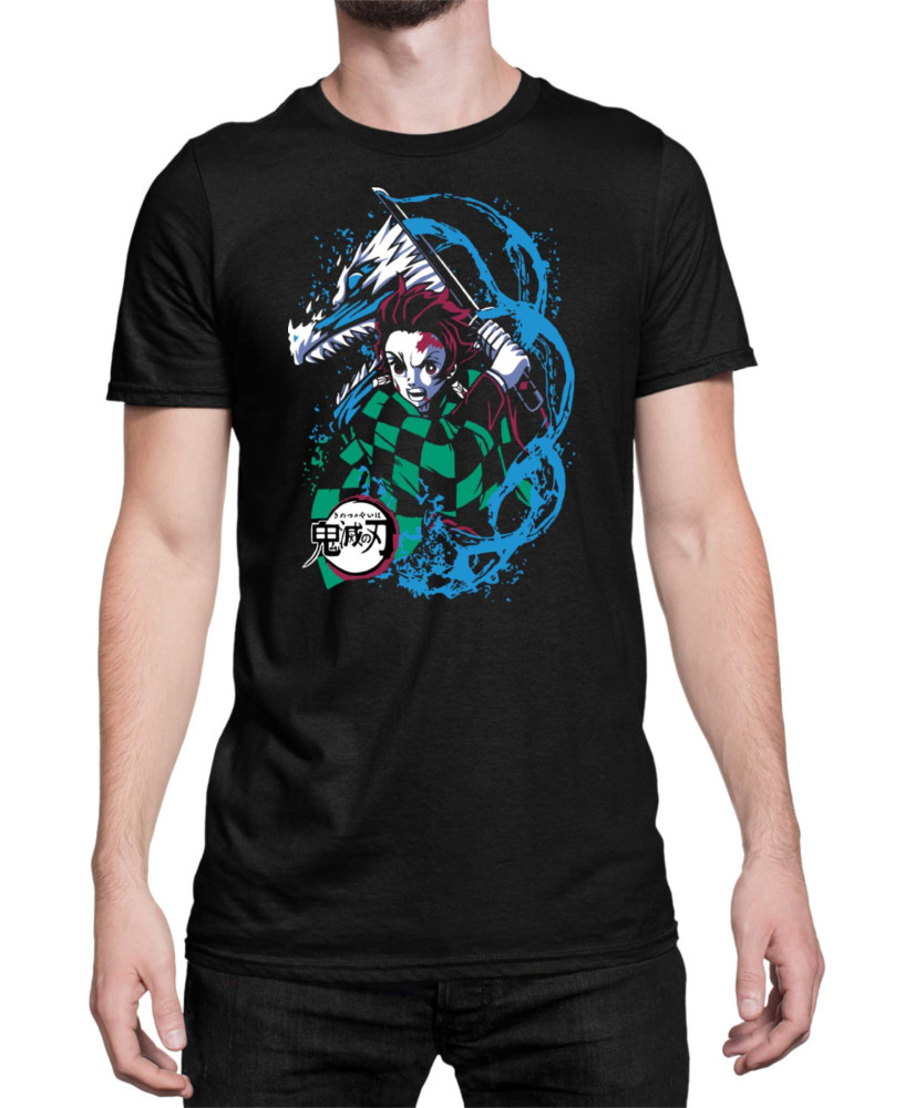 Мъжка Тениска Demon Slayer Kimetsu No Yaiba Tanjiro Kamado Dragon