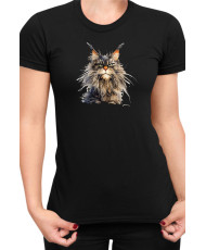 Дамска Тениска Funny Cats Breeds Maine Coon 1