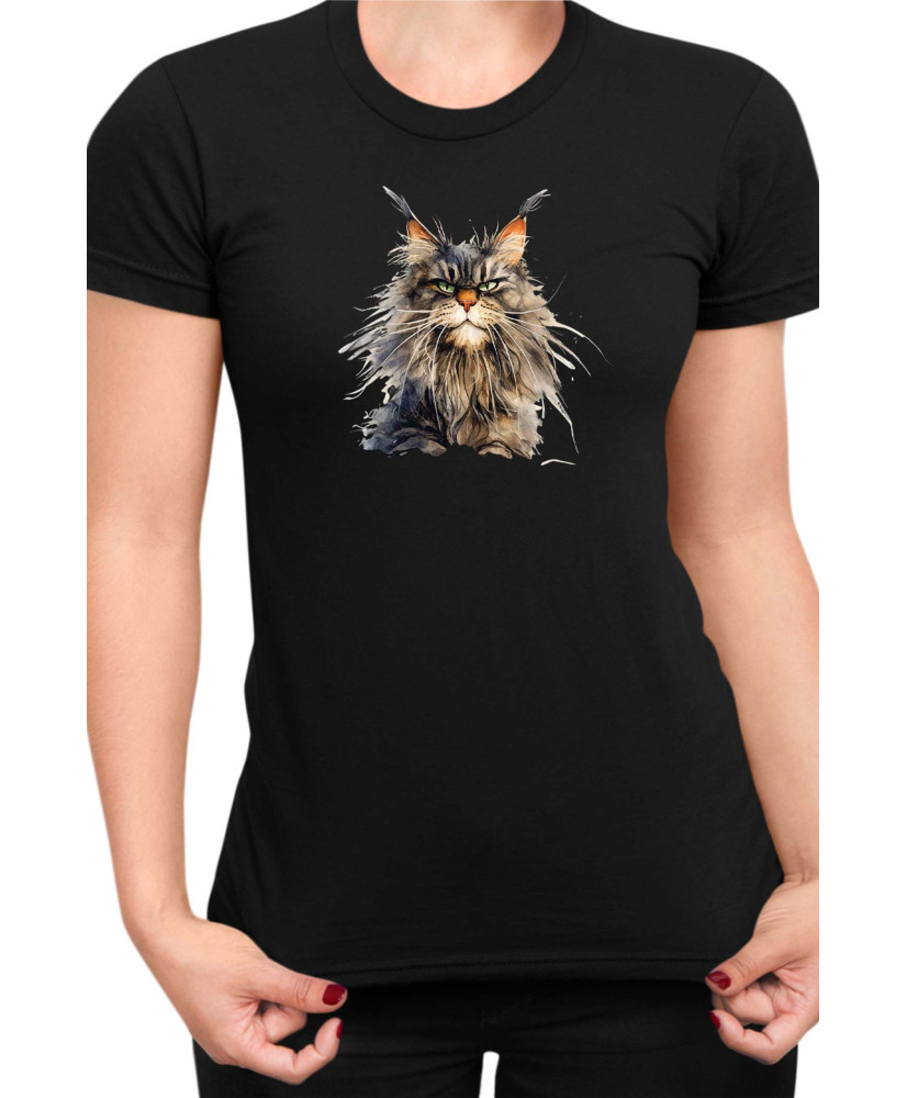 Дамска Тениска Funny Cats Breeds Maine Coon 1