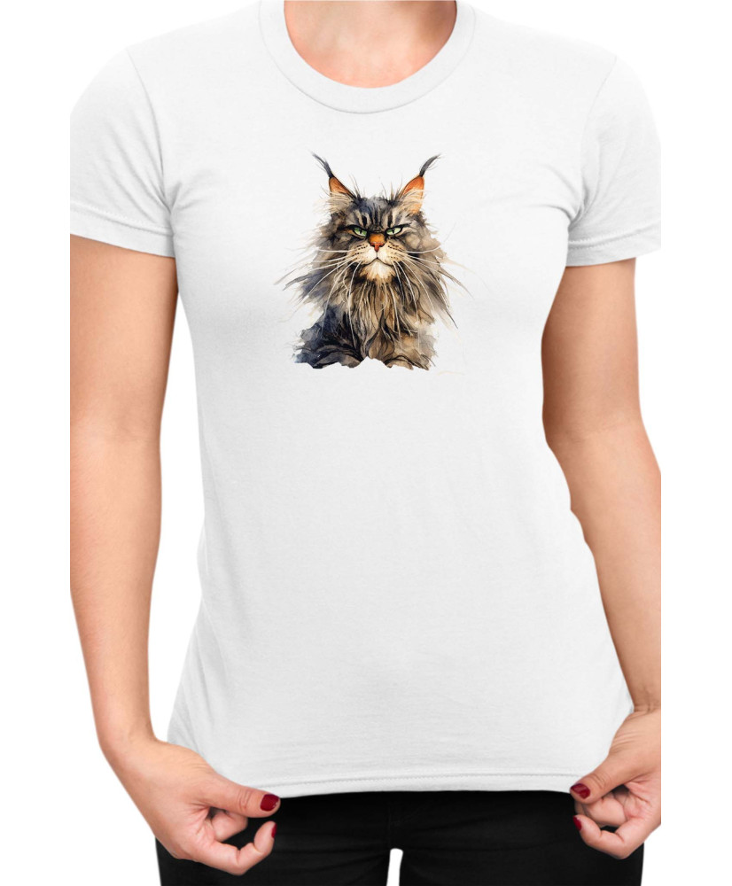 Дамска Тениска Funny Cats Breeds Maine Coon 1