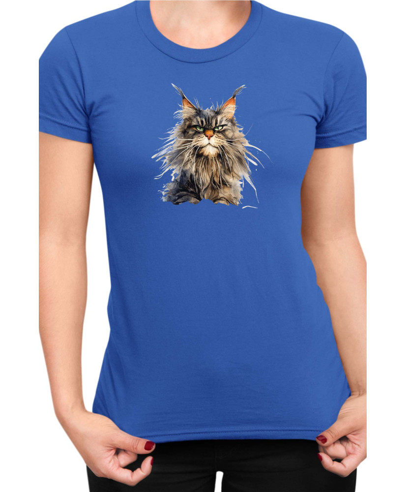 Дамска Тениска Funny Cats Breeds Maine Coon 1