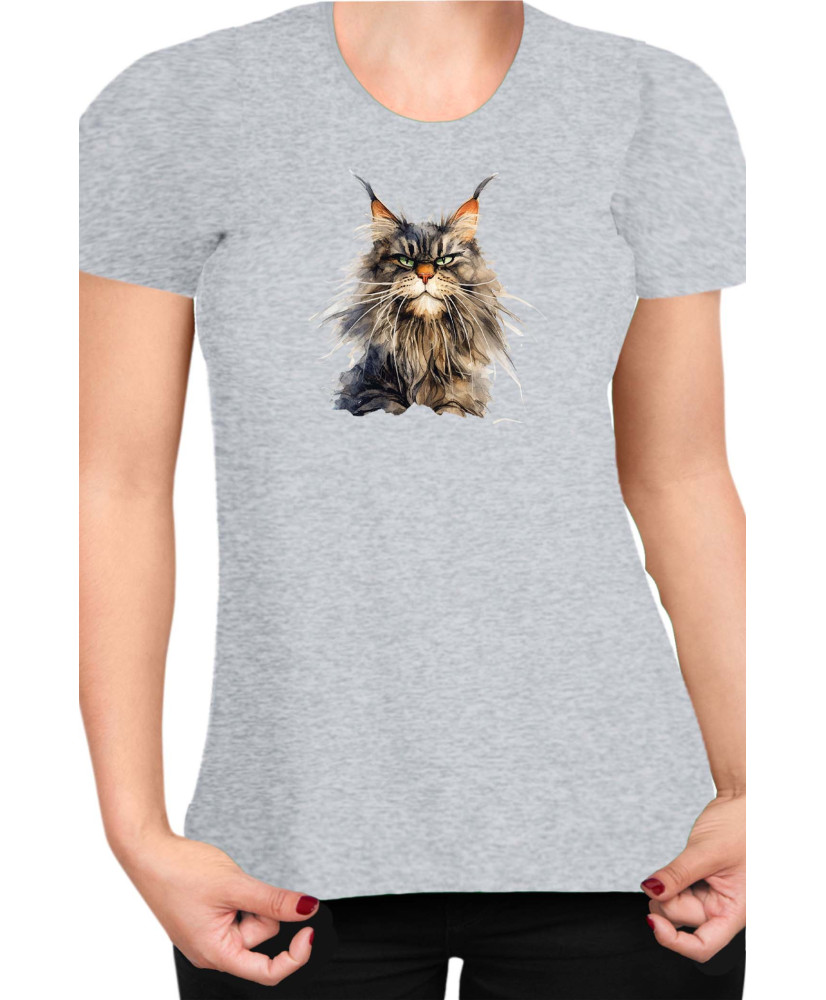Дамска Тениска Funny Cats Breeds Maine Coon 1