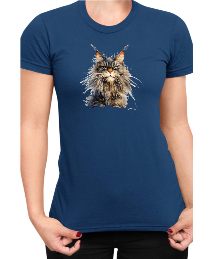 Дамска Тениска Funny Cats Breeds Maine Coon 1