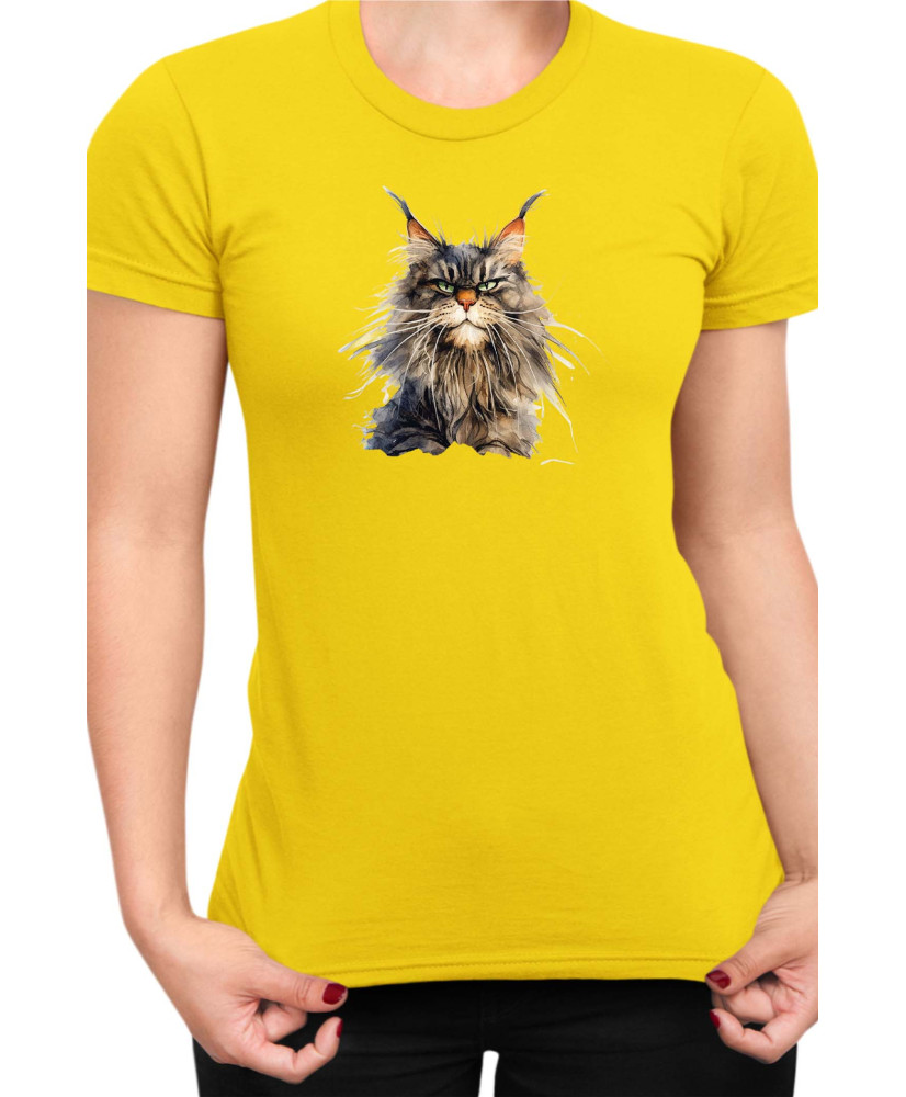 Дамска Тениска Funny Cats Breeds Maine Coon 1