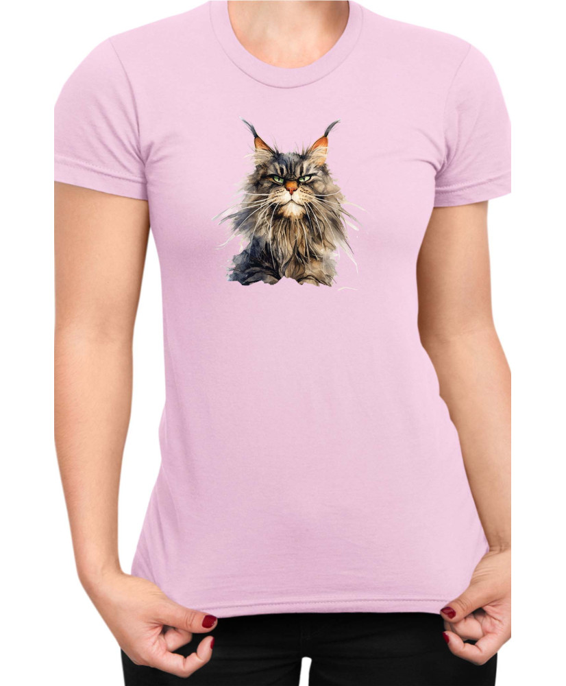 Дамска Тениска Funny Cats Breeds Maine Coon 1