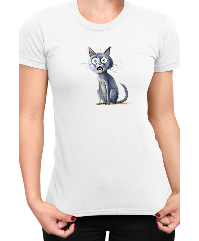 Дамска Тениска Funny Cats Breeds Russian Blue 1