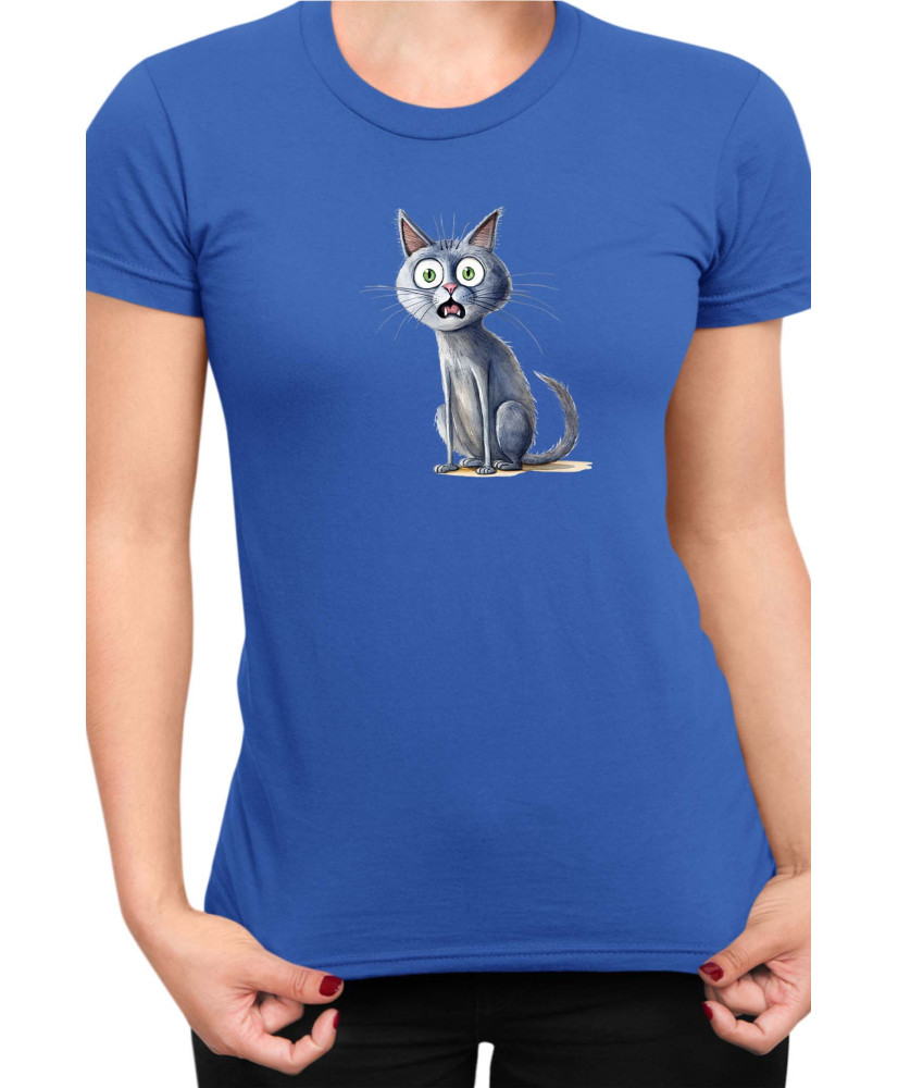 Дамска Тениска Funny Cats Breeds Russian Blue 1