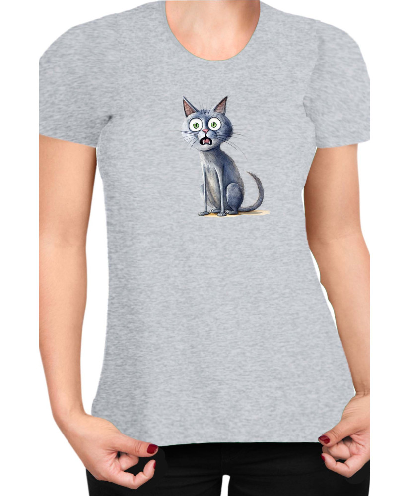 Дамска Тениска Funny Cats Breeds Russian Blue 1