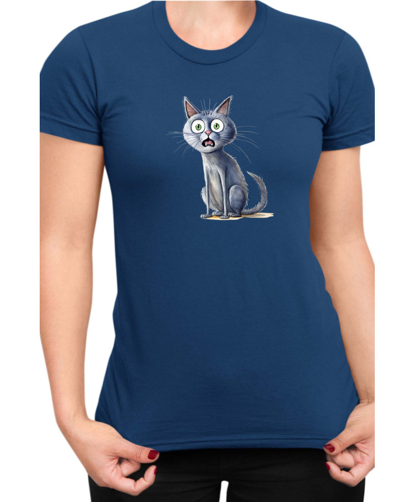 Дамска Тениска Funny Cats Breeds Russian Blue 1