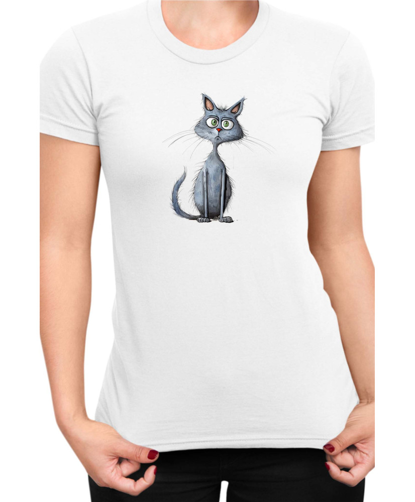 Дамска Тениска Funny Cats Breeds Russian Blue 2