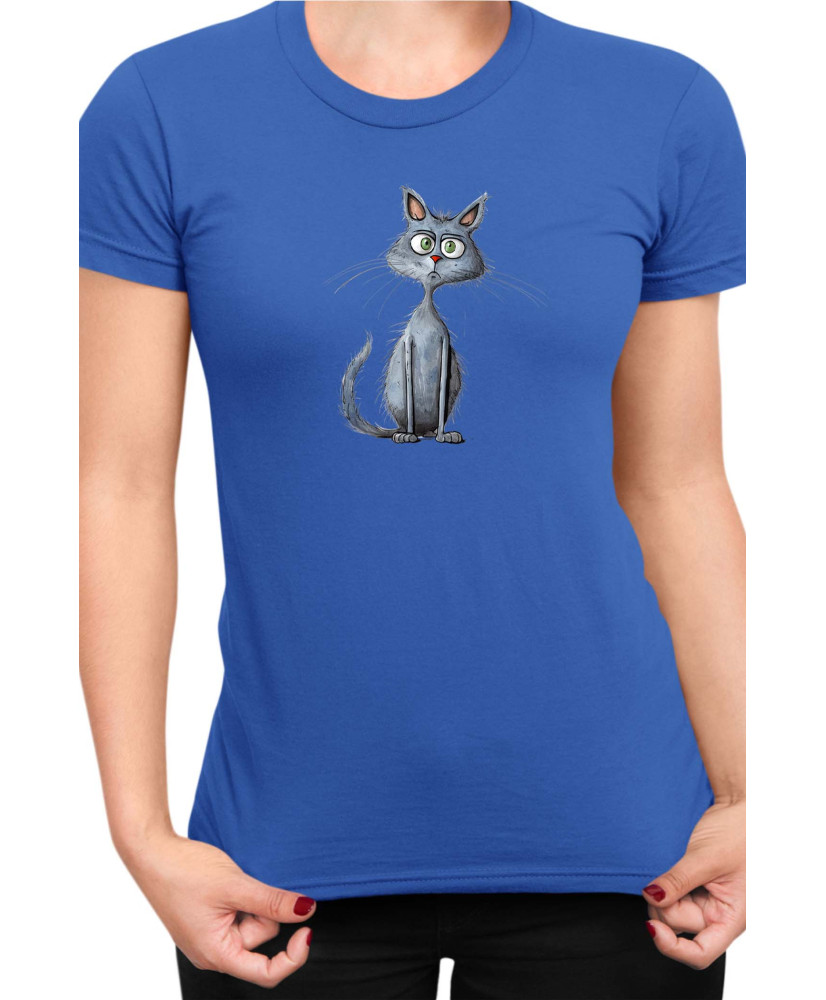 Дамска Тениска Funny Cats Breeds Russian Blue 2