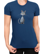 Дамска Тениска Funny Cats Breeds Russian Blue 2