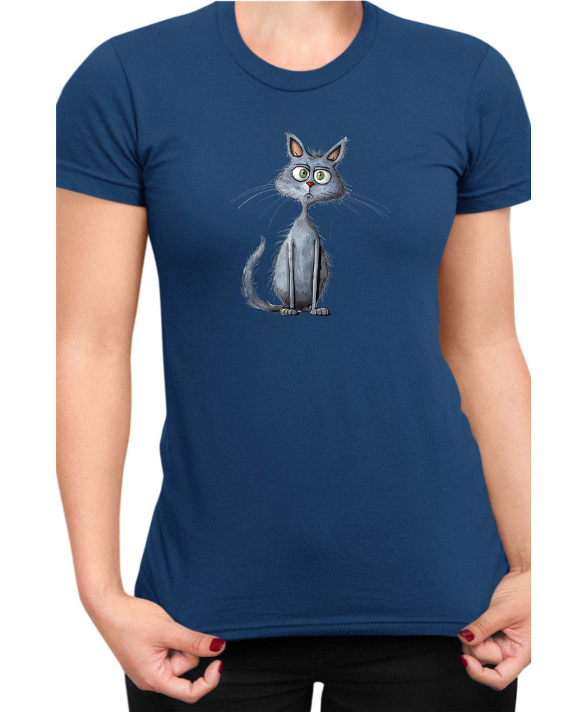 Дамска Тениска Funny Cats Breeds Russian Blue 2