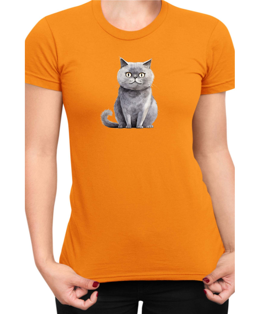 Дамска Тениска Funny Cats Breeds Scottish Straight