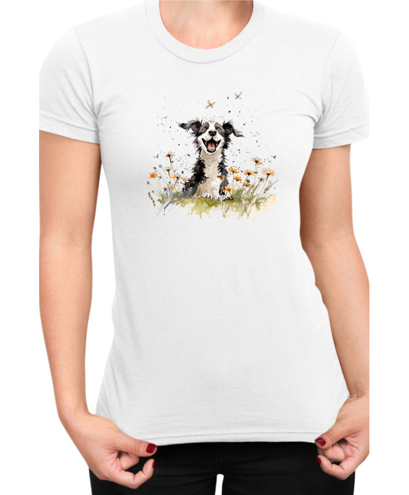 Дамска Тениска Funny Dogs Breeds Border Collie 01