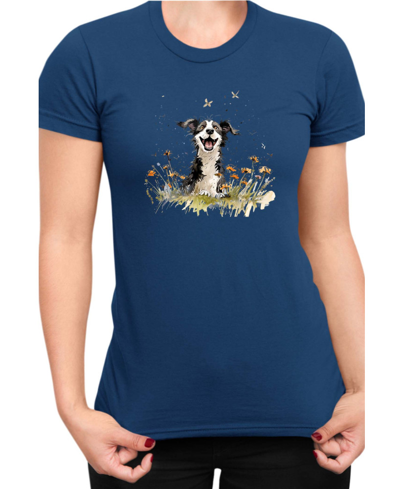 Дамска Тениска Funny Dogs Breeds Border Collie 01