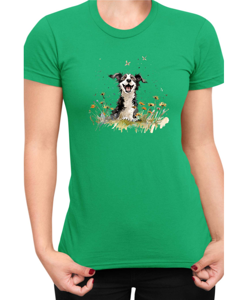Дамска Тениска Funny Dogs Breeds Border Collie 01