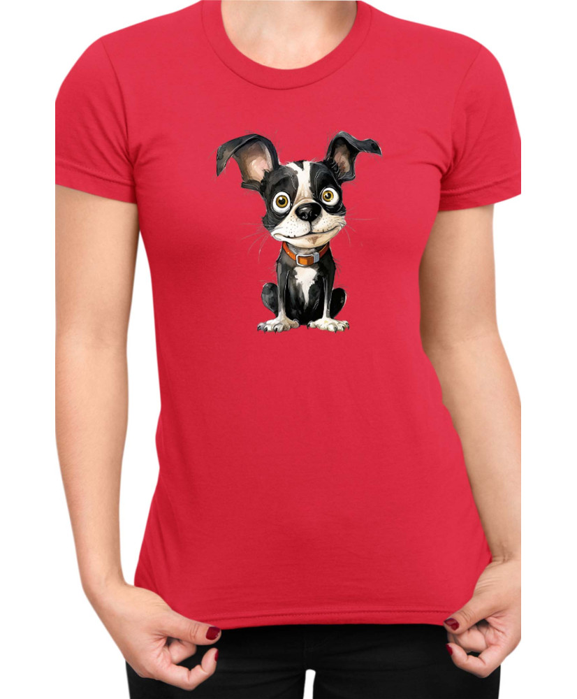 Дамска Тениска Funny Dogs Breeds Boston Terrier 01 Дамска Тениска Funny Dogs Breeds Boston Terrier 01
