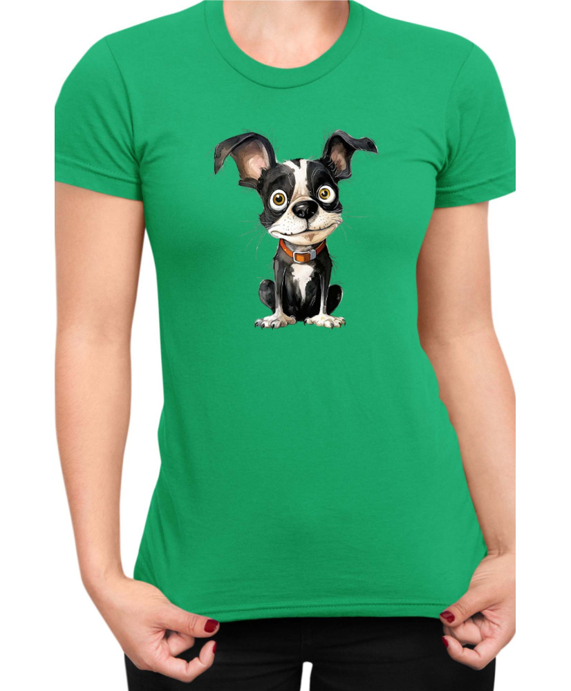 Дамска Тениска Funny Dogs Breeds Boston Terrier 01