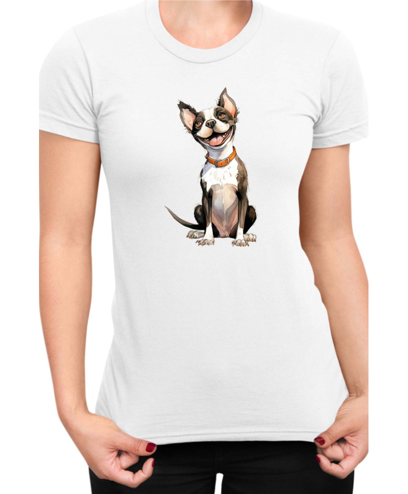Дамска Тениска Funny Dogs Breeds Boston Terrier 02