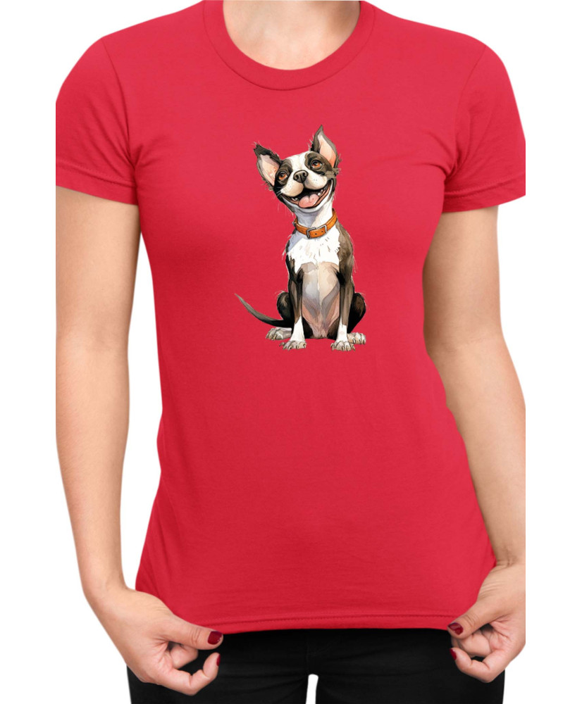 Дамска Тениска Funny Dogs Breeds Boston Terrier 02