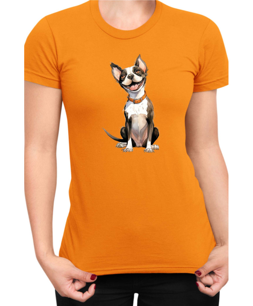 Дамска Тениска Funny Dogs Breeds Boston Terrier 02