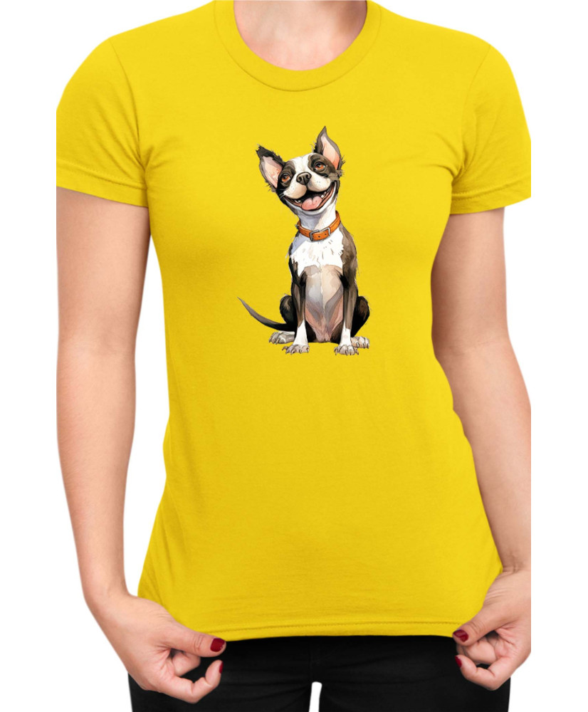 Дамска Тениска Funny Dogs Breeds Boston Terrier 02