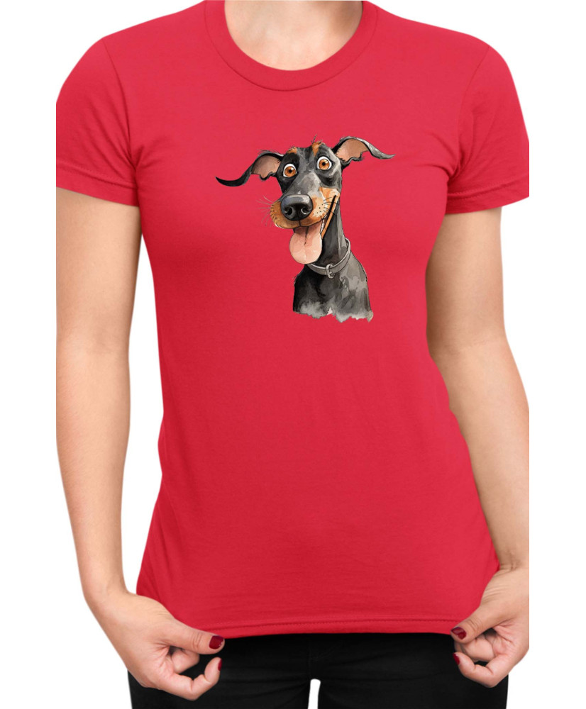 Дамска Тениска Funny Dogs Breeds Doberman