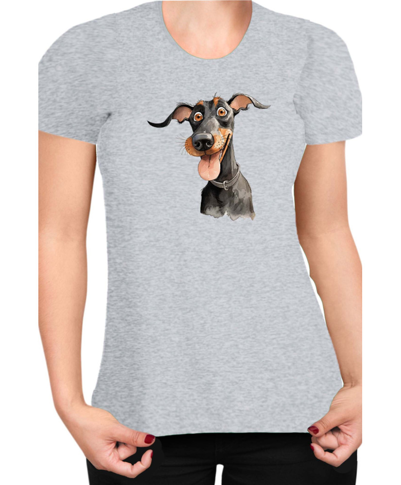 Дамска Тениска Funny Dogs Breeds Doberman