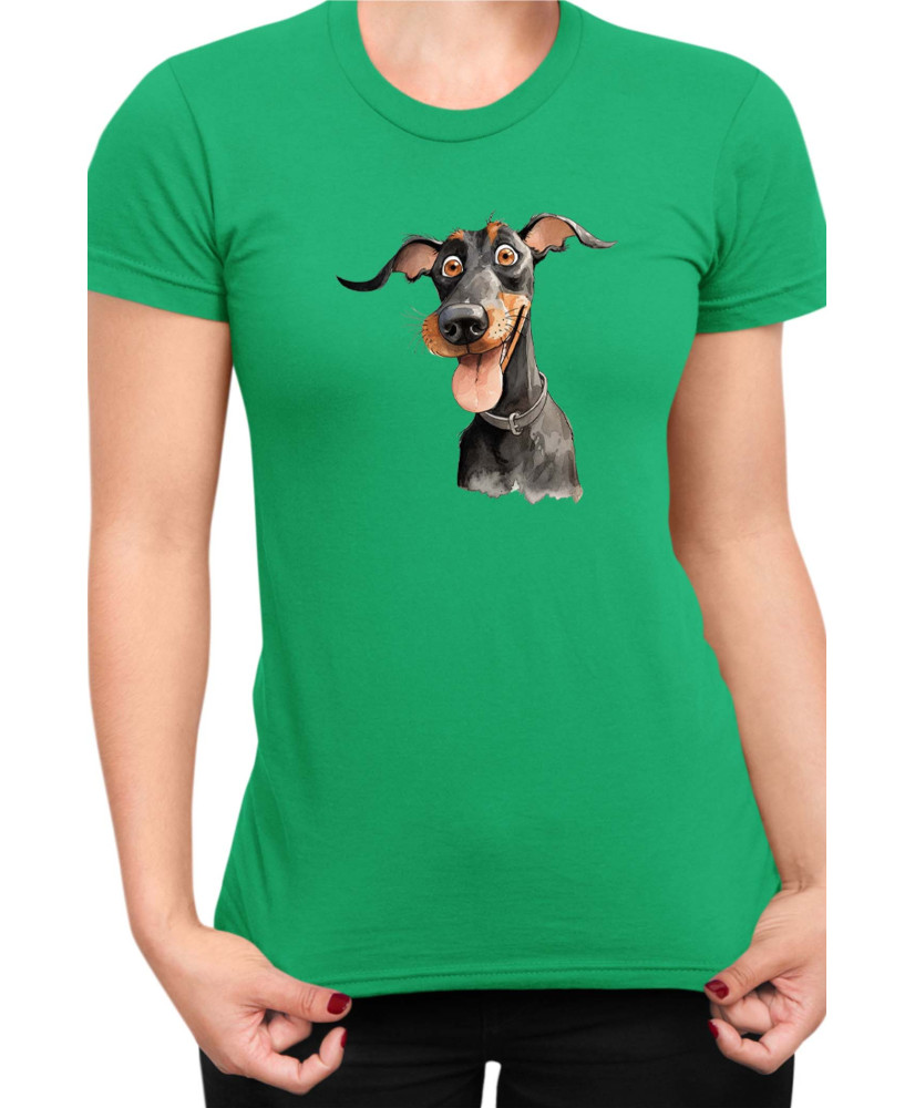 Дамска Тениска Funny Dogs Breeds Doberman