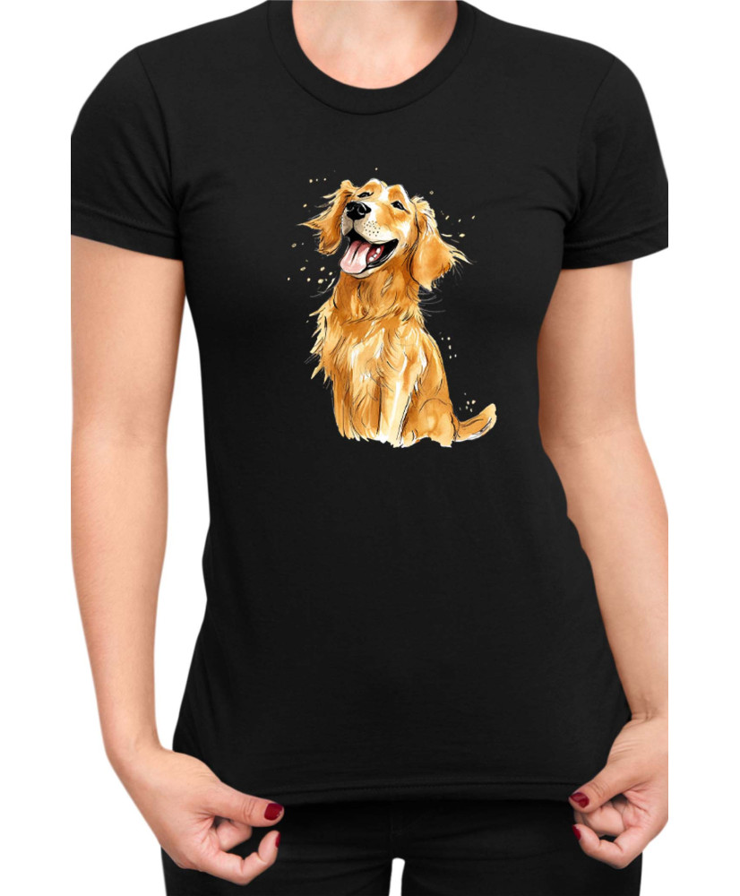 Дамска Тениска Funny Dogs Breeds Golden Retriever 01