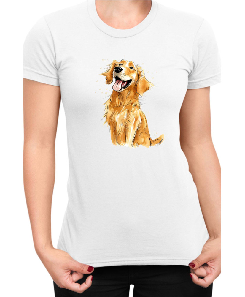 Дамска Тениска Funny Dogs Breeds Golden Retriever 01