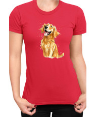 Дамска Тениска Funny Dogs Breeds Golden Retriever 01