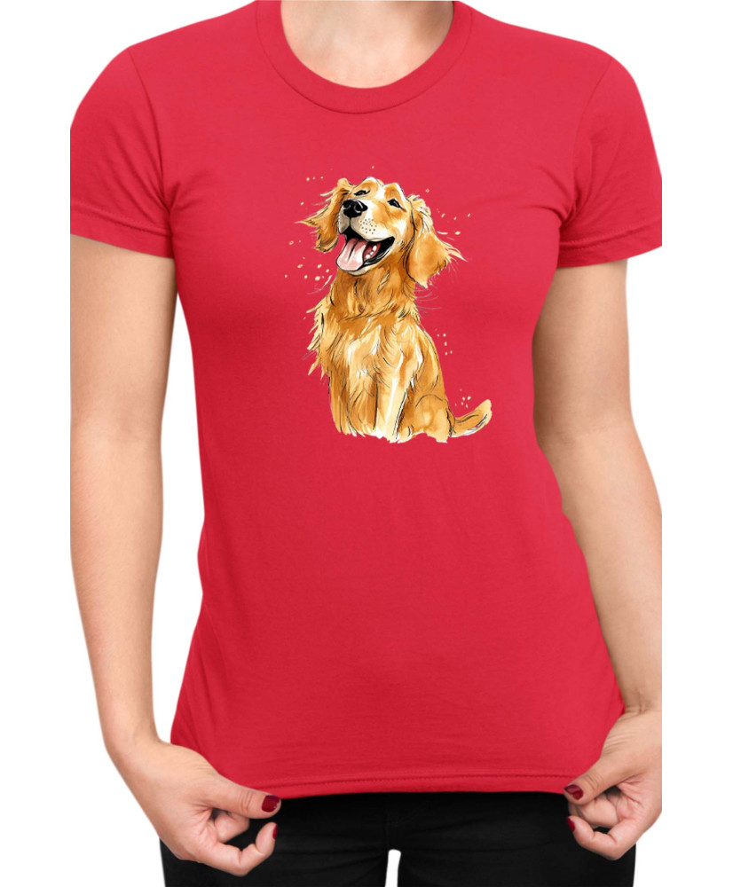 Дамска Тениска Funny Dogs Breeds Golden Retriever 01