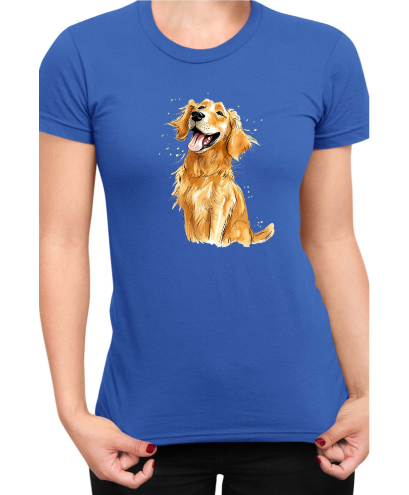 Дамска Тениска Funny Dogs Breeds Golden Retriever 01
