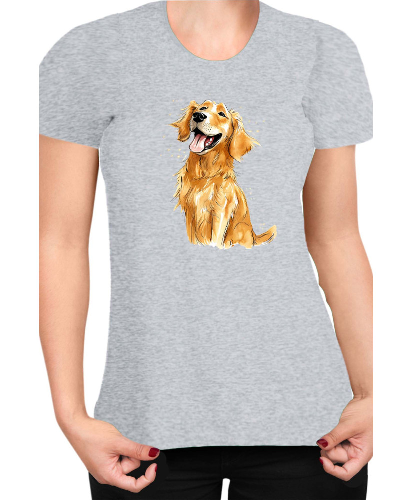 Дамска Тениска Funny Dogs Breeds Golden Retriever 01