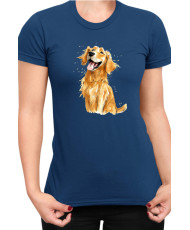 Дамска Тениска Funny Dogs Breeds Golden Retriever 01