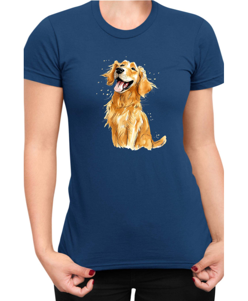 Дамска Тениска Funny Dogs Breeds Golden Retriever 01