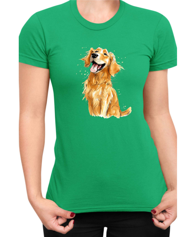 Дамска Тениска Funny Dogs Breeds Golden Retriever 01