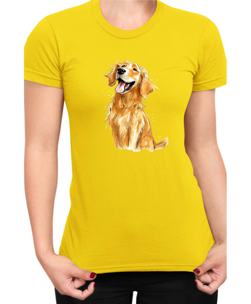 Дамска Тениска Funny Dogs Breeds Golden Retriever 01