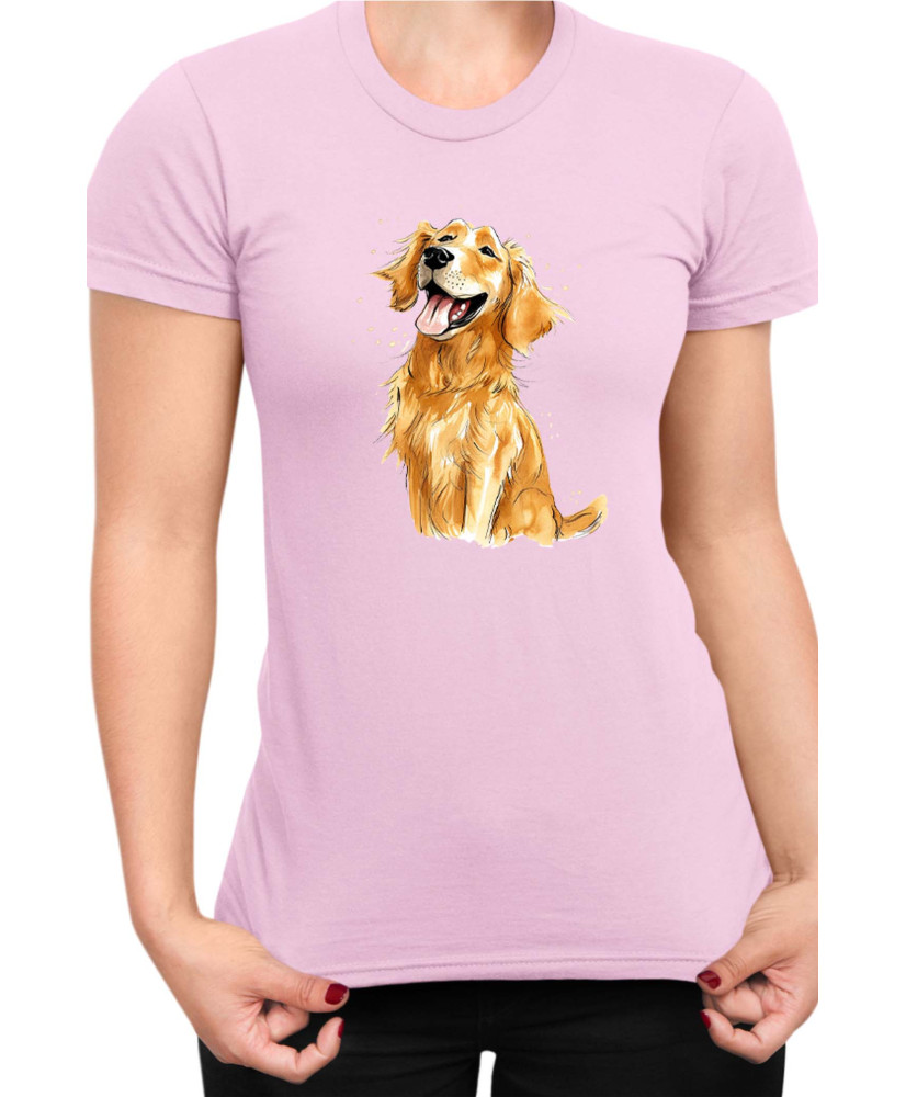 Дамска Тениска Funny Dogs Breeds Golden Retriever 01