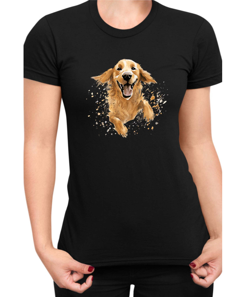 Дамска Тениска Funny Dogs Breeds Golden Retriever 02