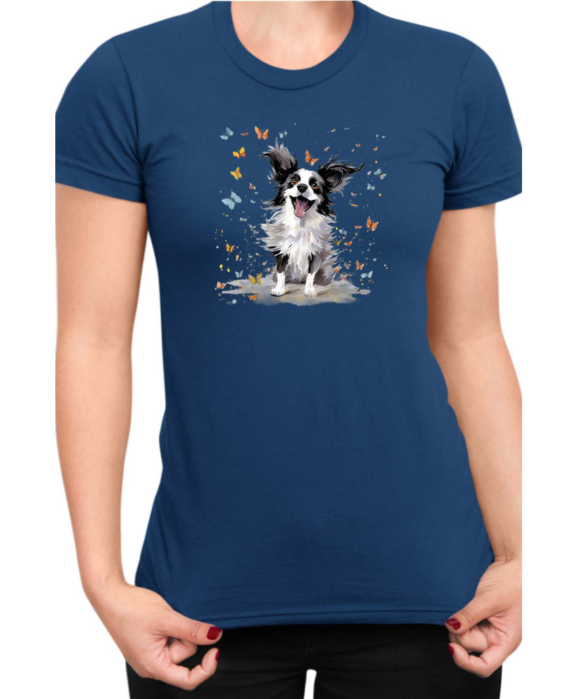 Дамска Тениска Funny Dogs Breeds Papillon Дамска Тениска Funny Dogs Breeds Papillon