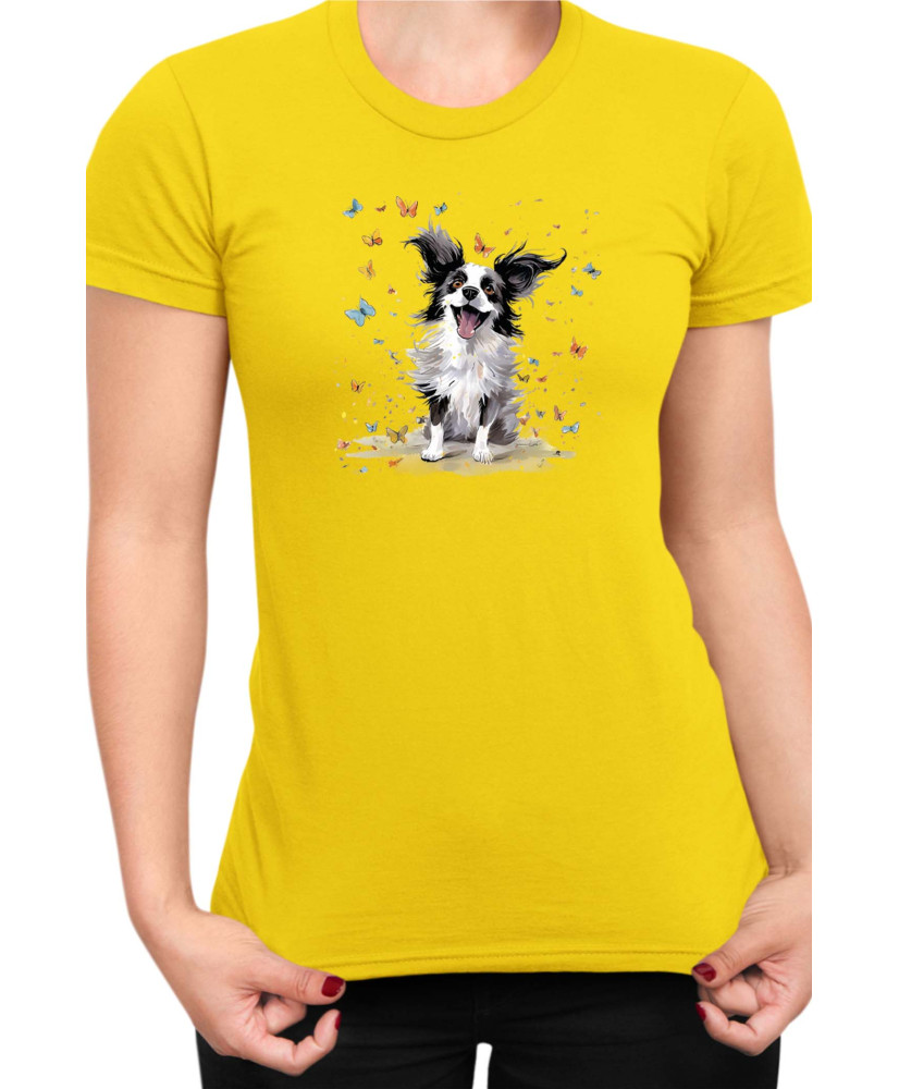 Дамска Тениска Funny Dogs Breeds Papillon Дамска Тениска Funny Dogs Breeds Papillon