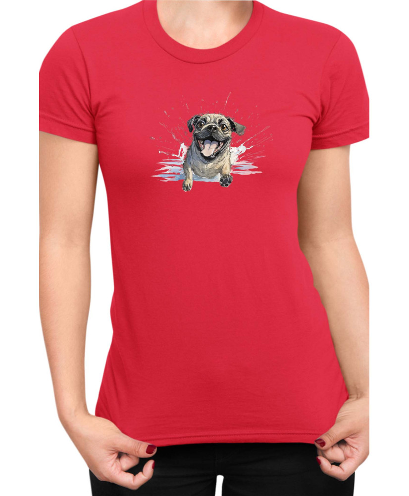 Дамска Тениска Funny Dogs Breeds Pug 01