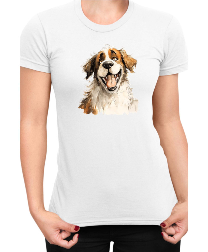 Дамска Тениска Funny Dogs Breeds Saint Bernard