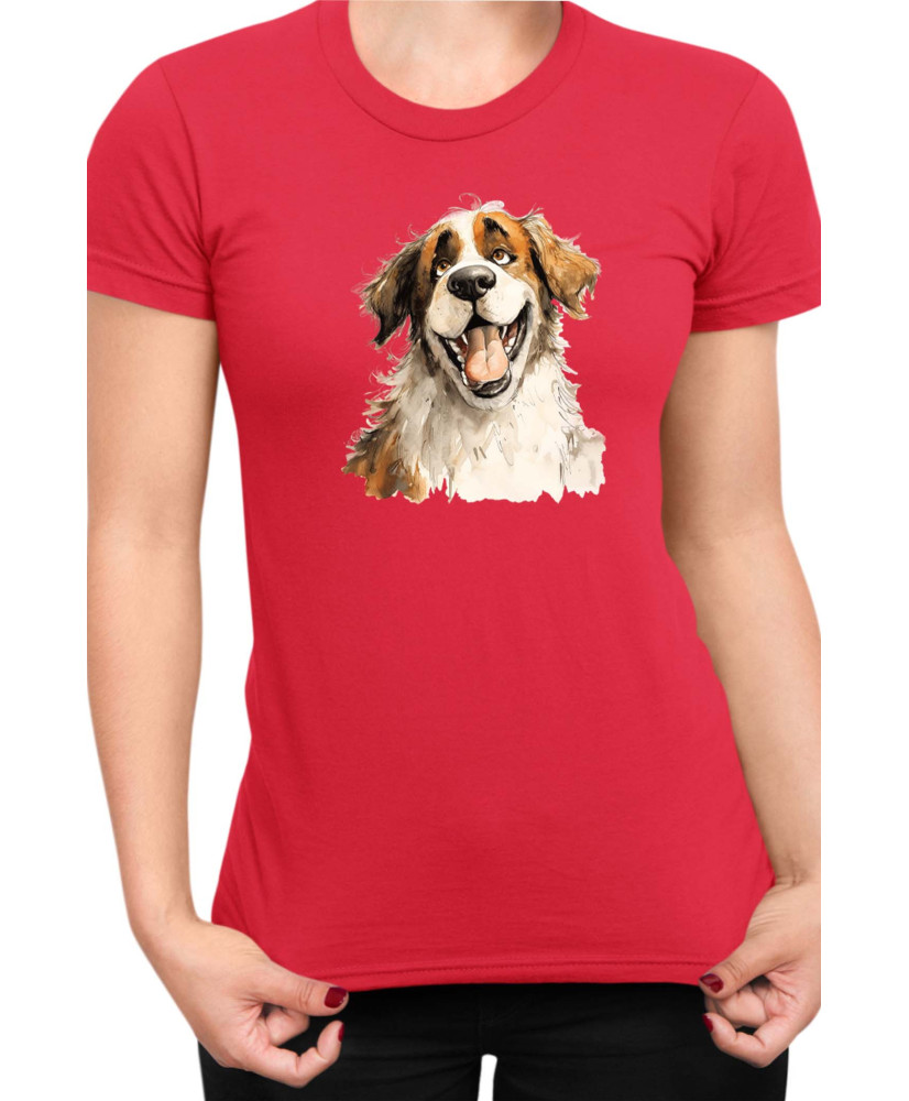 Дамска Тениска Funny Dogs Breeds Saint Bernard