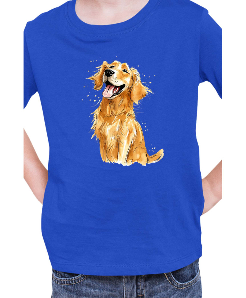 Детска Тениска Funny Dogs Breeds Golden Retriever 01