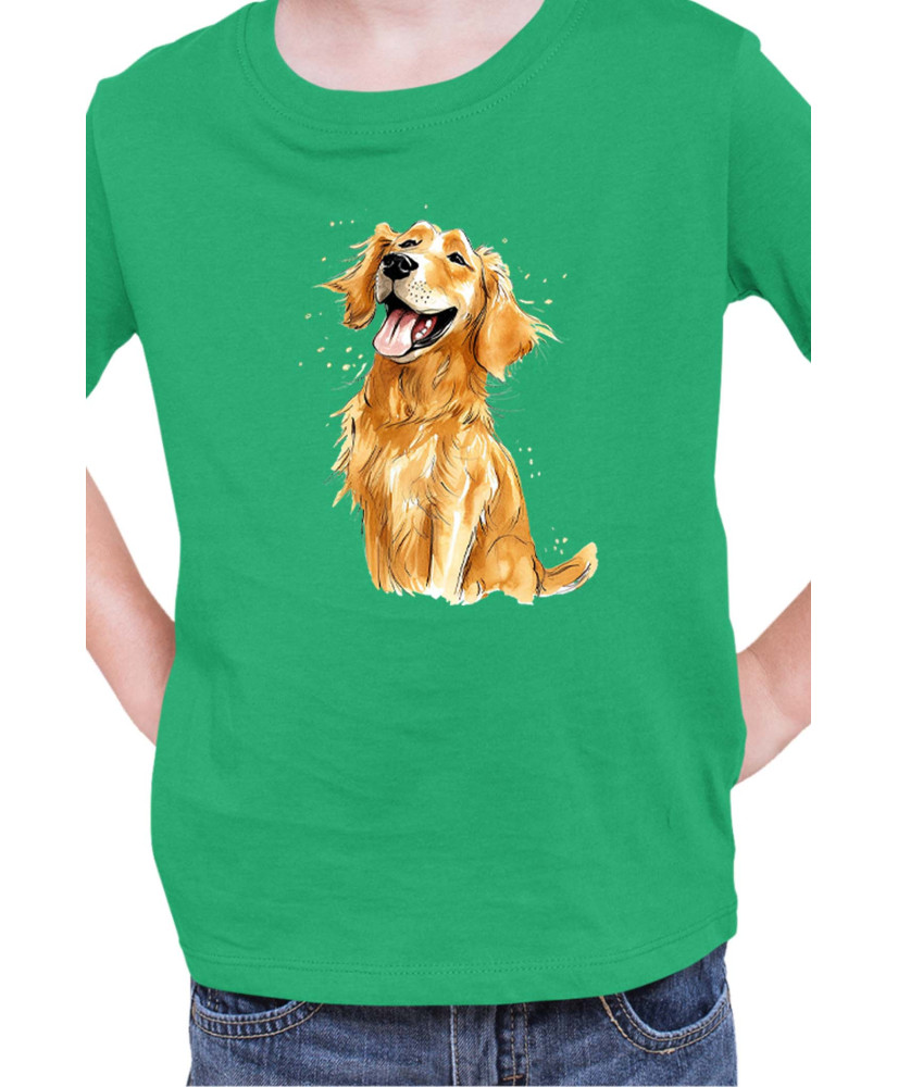 Детска Тениска Funny Dogs Breeds Golden Retriever 01