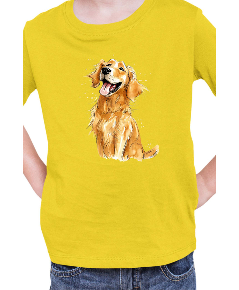 Детска Тениска Funny Dogs Breeds Golden Retriever 01